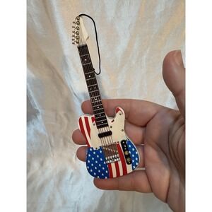 American Flag Electric Guitar Christmas Ornament Red White Blue Americana